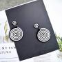 JOYID Fashion White Black Round Dangle Earrings Acrylic Simpleism Geometric Drop Earrings for Women