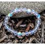 Hope Inspired Mystic Mermaid Glass Friendship Bracelet with 8 mm Frosted White Glowing Moonstone Beads