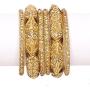 SANARA Indian Bollywood Ethnic Golden Stone Crystal Bangle Bracelet Set Traditional Partywear Kada Bangle Set Wedding Costume Jewelry