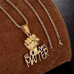 ROWIN&CO Black Lives Matter Necklace Pendant Hip hop Jewelry Gold Plated Power Fist Design Personalized Gifts for Men Women/Best Love Husband/Boyfriend Birthday