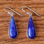 NOVICA Lapis Lazuli Rhodium Plated .925 Sterling Silver Dangle Earrings, Morning Raindrops