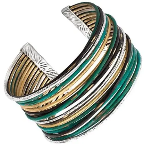 Silpada Fresco Sterling Silver and Patina Brass Cuff Bracelet, 7.5''
