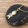 OUCHUANG 14K Yellow Gold Birthstone Cubic Zirconia CZ Boy and Girl Pendant Necklace or Chain for New Year Birthday Jewelry
