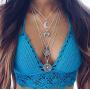 Kercisbeauty Halloween Boho Multi layer Silver Long Necklace for Women and Teen Girls with Moon Elephant Rune Pendant Choker Party Jewelry