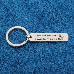 WUSUANED Encouragement Keychain I Am Not Afraid I was Born to Do This Inspirational Jewelry Gift