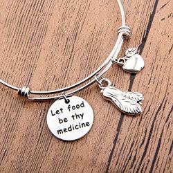 SEIRAA Dietitian Bangle Nutritionist Jewelry Let Food Be Thy Medicine Charm Bracelet Dietician Gift for Women (Dietitian Bangle)