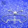 NINAMAID Sideways Cross Infinity Charm Expandable Bolo Bracelet with Cubic Zirconia Adjustable White Gold Plated Jewelry For Women Girls NINAMAID Sideways Cross Infinity Charm Expandable Bolo Bracelet with Cubic Zirconia Adjustable White Gold Plated Jewelry For Women Girls