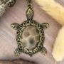 Petoskey Stone Turtle Pendant with Necklace
