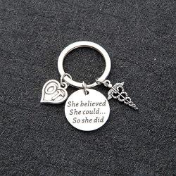 ENSIANTH Occupational Therapist Gift Therapy Jewelry She Believed She Could So She Did Keychain Graduation Gift for OT