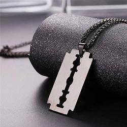 U7 Men Cool Necklace Stainless Steel/Black Gun Plated/18K Gold Plated Razor Blade Pendant, with 22 Inch Chain