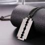 U7 Men Cool Necklace Stainless Steel/Black Gun Plated/18K Gold Plated Razor Blade Pendant, with 22 Inch Chain