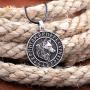 HAQUIL Viking Jewelry Viking Runes Coin Wolf Pendant Leather Cord Necklace for Men and Women, 19.7''