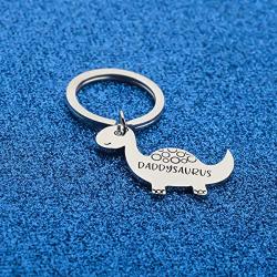 WUSUANED Dinosaur Gift Daddysaurus Dinosaur Keychain Fathers Day Jewelry Gift for Dad