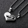 GAGAFEEL His Her Couple Necklace Stainless Steel Pendant Heart Cz Puzzle Matching Set I Love You Gift Box