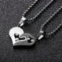 GAGAFEEL His Her Couple Necklace Stainless Steel Pendant Heart Cz Puzzle Matching Set I Love You Gift Box