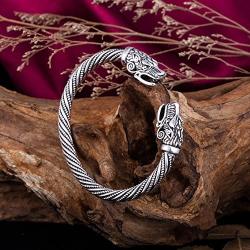 Skyrim Fashion Indian Wolf Viking Wristband Cuff Bracelet for Men and Women