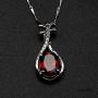 JYX Gemstone Jewellery Garnet Pendant Genuine 925 Sterling Silver Chain 7×9mm Oval Garnet Pendant Necklace for Women Girls