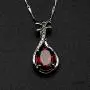 JYX Gemstone Jewellery Garnet Pendant Genuine 925 Sterling Silver Chain 7×9mm Oval Garnet Pendant Necklace for Women Girls