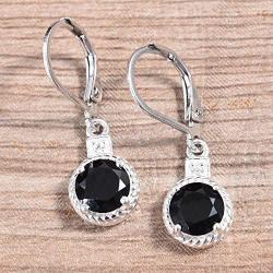 Shop LC 925 Sterling Silver Black Spinel Cubic Zirconia CZ Dangle Drop Earrings for Women Engagement Wedding Prom Jewelry Mothers Day Gifts