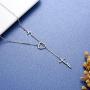Sterling Silver Faith Hope Love Y Necklace S925 Faith Cross Lifeline Heart Pendant Chain Inspirational Jewelry Gifts for Christian Women Teen Girls