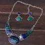 YAZILIND Ethnic Color Embossed Oval Gangle Bib Collar Earrings Necklace Jewelry Set Women YAZILIND Ethnic Color Embossed Oval Gangle Bib Collar Earrings Necklace Jewelry Set Women