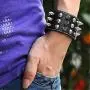 JOVIVI 3pcs Spike Studded Rivets Punk Rock Biker Wide Strap Genuine Leather Bracelets Necklace Chain Wristband Adjustable JOVIVI 3pcs Spike Studded Rivets Punk Rock Biker Wide Strap Genuine Leather Bracelets Necklace Chain Wristband Adjustable