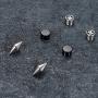 Aroncent 6Pcs Magnetic Ear Stud Mens Womens Spike Earring Non-Piercing Jewelry Stainless Black