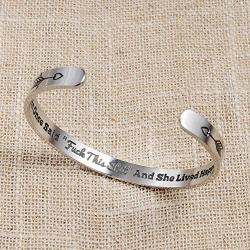 AZNECK Inspirational Bracelets Gifts for Women Girls Personalized Engraved Mantra Cuff Bangle Friendship Motivational Friend Encouragement Jewelry for Her