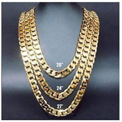 9.2MM Gold Cuban Link Chain Necklace for Men Women 24k Real Gold Plated. Diamond Cut Hip hop Solid Street wear Gift Jewelry