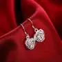 Heart Shaped Filigree Cage Fish Hook S925 Sterling Silver Plated Fashion Dangle Earrings for Women Girls Elegant Love Texture Dangling Jewelry Gifts