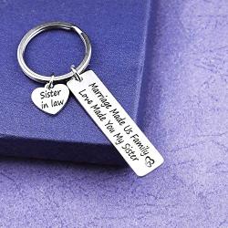 G-Ahora Sister in Law Gift Marriage Made Us Family Love Made You My Sister Bracelet Keychain Gifts for Sister in Law