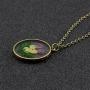 FM FM42 Natural Purple Pressed Dried Flower Round Pendant Necklace FN4032