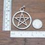 Big Silver Pentacle Pentagram Star Celtic Pagan Wicca Wiccan Jewelry Pewter Unisex Mens Pendant Necklace Wealth Money Fortune Lucky Charm Protection Amulet Safe Travel Talisman Witch Magic Medallion