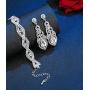 Hanpabum Bridal Wedding Jewelry Set for Women Bracelets and Dangle Teardrop Earrings Set for Women Jewelry Made with Clear Crystals