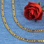 Lifetime Jewelry 4mm Figaro Chain Necklace 24k Gold Plated for Men Women & Teens