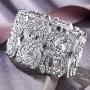 BriLove Womens Wedding Bridal Crystal Art Deco Leaf Tennis Stretch Bracelet