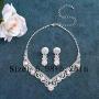 Campsis Bridal Pearl Necklace Rhinestone Teardrop Wedding Bride Statement Necklace Set Jewelry for Women and Girls