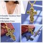 FaithHeart Byzantium Crucifix Cross Necklace, Christian Jewelry Vintage Stainless Steel/Gold Plated Customize Available Gift for Men/Women Russian Orthodox Church Pendant Necklace