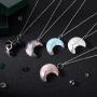 Hicarer 5 Pieces Tree Life Crescent Moon Necklace Copper Wire Wrap Natural Gemstones Healing Crystal Pendant Necklace Natural Gemstone Quartz Jewelry for Women Girls