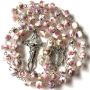 elegantmedical Handmade ROSE PINK Veluriyam BEADS GUADALUPE ROSARY & ITALY CROSS Catholic necklace