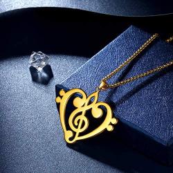 Beautlace Womens Musical Note Necklace Silver/18K Gold Black Gun Plated Treble Clef Music Note Jewelry Gifts for Music Lover