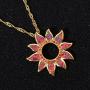 CiNily Created Orange Fire Opal Orange Garnet Rhodium Plated Women Jewelry Gemstone Pendant Necklace 1 1/4''