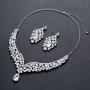 Hapibuy Crystal Bridal Wedding Necklace and Earrings Jewelry Set For Women and Brides