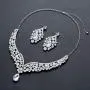 Hapibuy Crystal Bridal Wedding Necklace and Earrings Jewelry Set For Women and Brides Hapibuy Crystal Bridal Wedding Necklace and Earrings Jewelry Set For Women and Brides