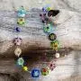 SUVANI Venetian Murano Glass Bead Multi-Colored Millefiori Flower Round Disc Necklace, 16-18 inches