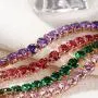 FuSi Womens Slider Tennis Chain Crystal Bracelet Gold Silver 4MM Crystal Zirconia Shiny Crystal Slip Full Diamond Jewelry Bracelet for Valentines Day,Birthday Present,5.9''+1.58'' Chain