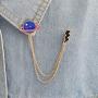 Saturn Planet Lightning Brooch Pin Long Chain Tassel Black Bolt Cartoon Dripping Oil Enamel Lapel Pin for Women Girls