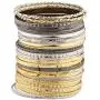 LUX ACCESSORIES Mixed Metal Textured Multiple Aztec Bangle Set LUX ACCESSORIES Mixed Metal Textured Multiple Aztec Bangle Set