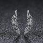 GDDX Sterling Silver Ear Climber Crawler Vintage Feather Wings CZ Long Ear Crawler Earrings