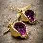 Pingyongchang Cute Pomegranate Necklace Earrings Jewelry Set Purple Crystal Fruit Jewelry Insect Dangle Drop Earrings for Women Girls